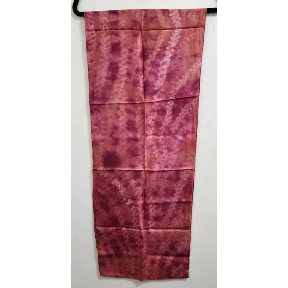 Shibori Dyed Silk Scarf Pink Orange Handmade Artisan Janice Patrignani Long Wrap